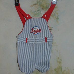 Mid Century VTG Baby Boy Clothing Outfit One Piece Romper Baseball Red Blue